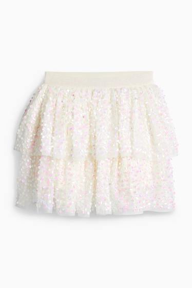 Děti - dívky - Pajetková sukně - krémově bílá