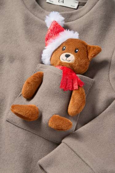 Děti - chlapci - Medvídek Teddy - vánoční mikina - taupe