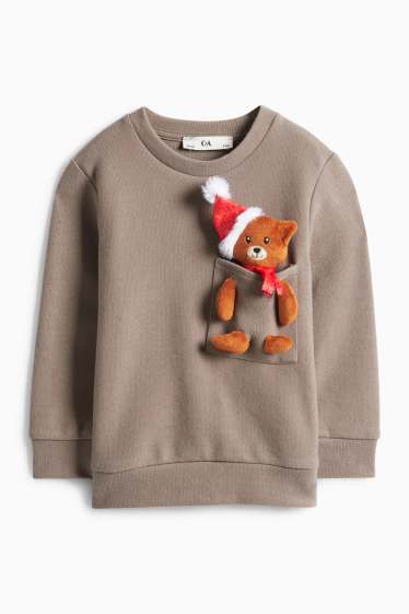 Děti - chlapci - Medvídek Teddy - vánoční mikina - taupe