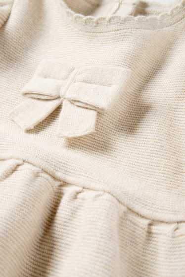 Miminka - dívky - Pletené šaty pro miminka - světle béžová