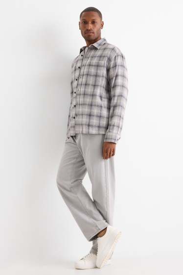 Men - Shirt - regular fit - kent collar - check - gray