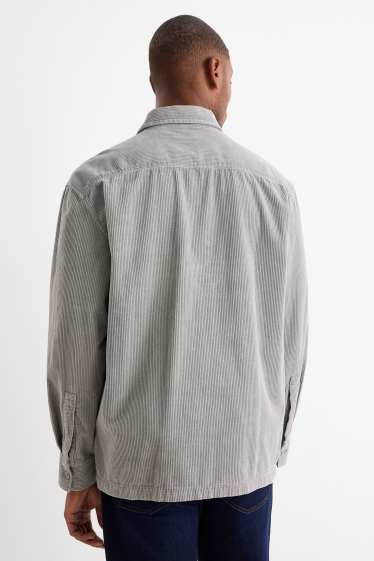 Men - Corduroy shirt jacket - regular fit - kent collar - gray