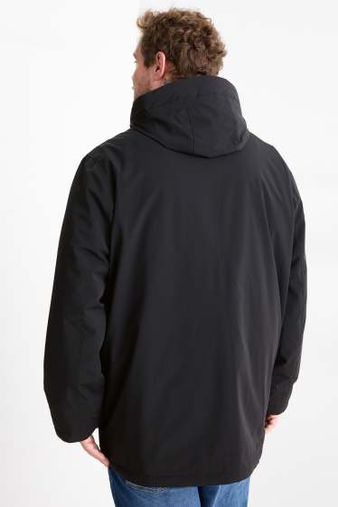 Uomo - Parka con cappuccio - foderato - idrorepellente - nero