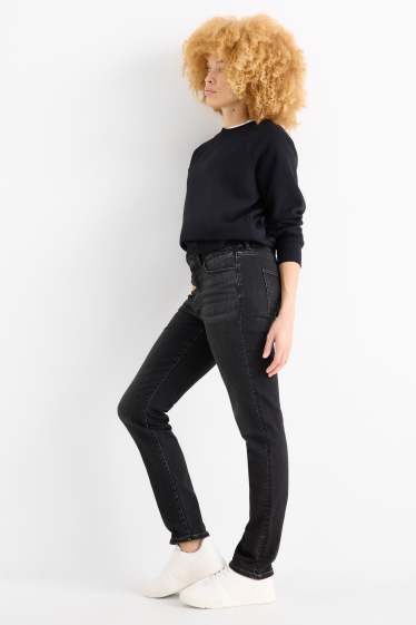 Dames - Slim jeans - mid waist - thermojeans - LYCRA® - jeansdonkergrijs