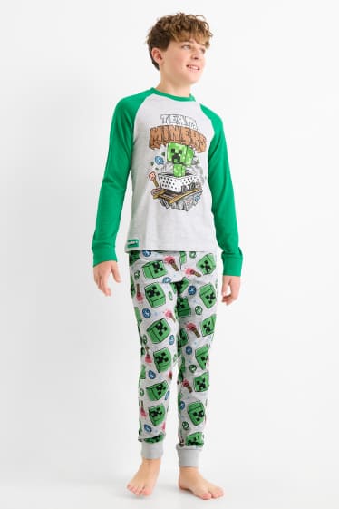 Children Boys - Minecraft - pyjamas - 2 piece - green / gray