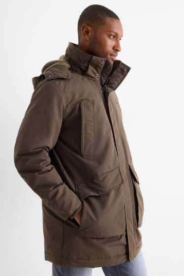Men - Parka with hood - lined - water-repellent - dark green