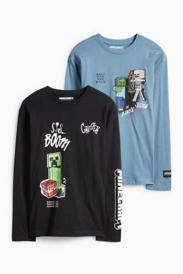 Děti - chlapci - Multipack 2 ks - Minecraft - tričko s dlouhým rukávem - černá