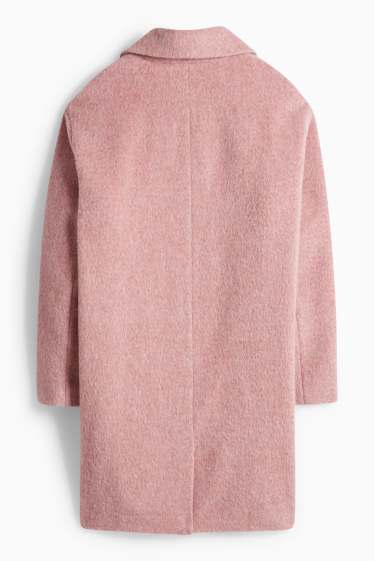 Dámské - Kabát - růžová-žíhaná