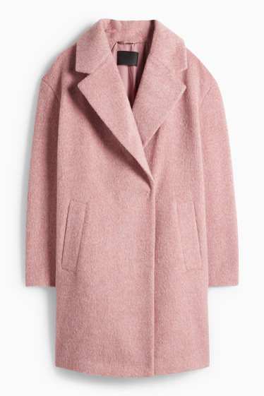 Dámské - Kabát - růžová-žíhaná
