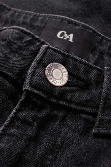 Women - Wide leg jeans - high waist - denim-dark gray