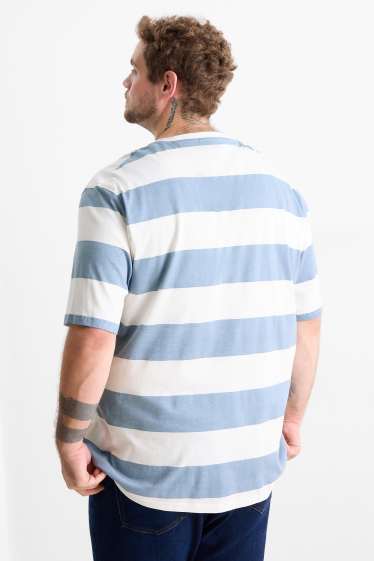 Herren - T-Shirt - Relaxed Fit - gestreift - weiss / hellblau