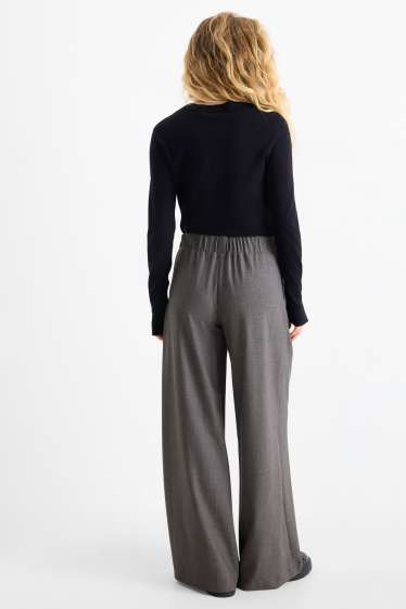 Femmes - Pantalon en toile - mid waist - tapered fit - gris