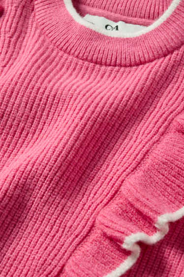 Děti - dívky - Svetr - žebrovaný - růžová