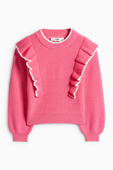 Děti - dívky - Svetr - žebrovaný - růžová