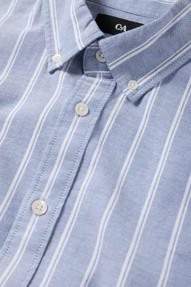 Herren - Hemd - Regular Fit - Button-down - gestreift - weiss / hellblau