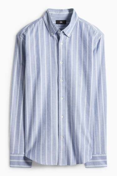 Herren - Hemd - Regular Fit - Button-down - gestreift - weiss / hellblau