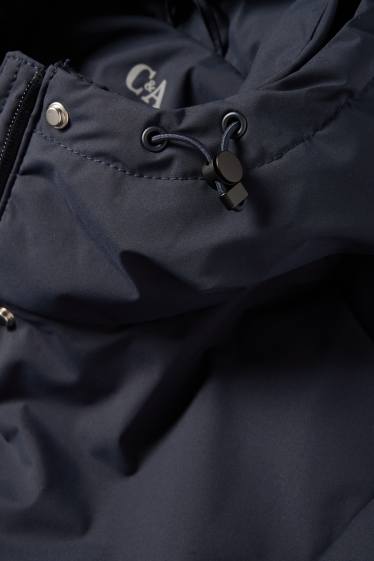 Femmes - Manteau à capuche doté d’une ceinture - rembourré - déperlant - bleu foncé