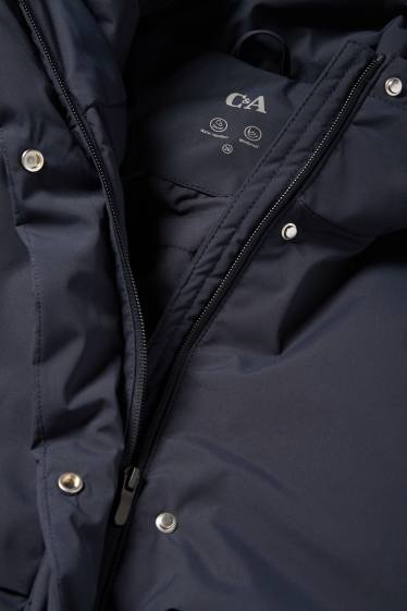 Femmes - Manteau à capuche doté d’une ceinture - rembourré - déperlant - bleu foncé