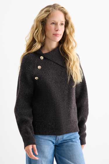 Dámské - Svetr - žebrovaný - tmavošedá