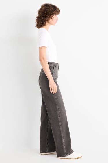 Femmes - Wide leg jean - high waist - LYCRA® - jean gris foncé