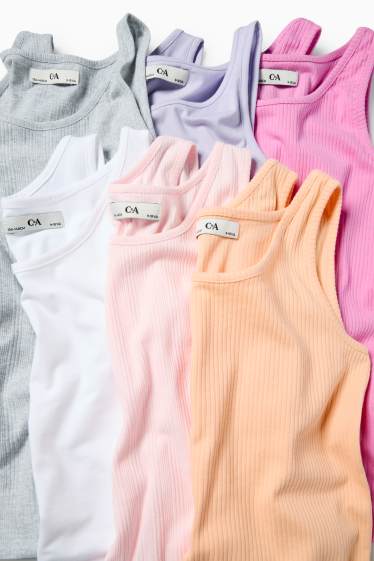 Děti - dívky - Multipack 6 ks - tílko - šedá/růžová