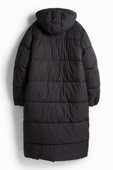 Men - Quilted coat with hood - black