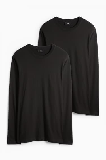 Herren - Multipack 2er - Langarmshirt - Regular Fit - schwarz