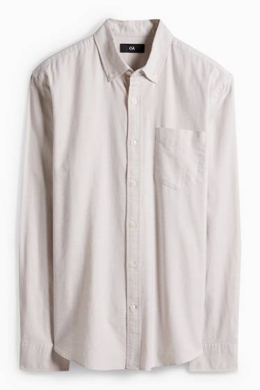 Herren - Hemd - Regular Fit - Button-down - hellbeige