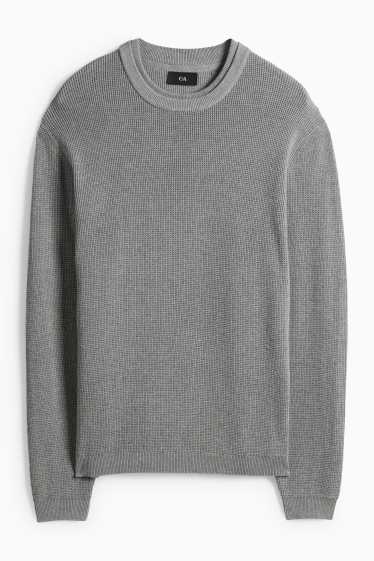 Pánské - Svetr - strukturovaný - šedá