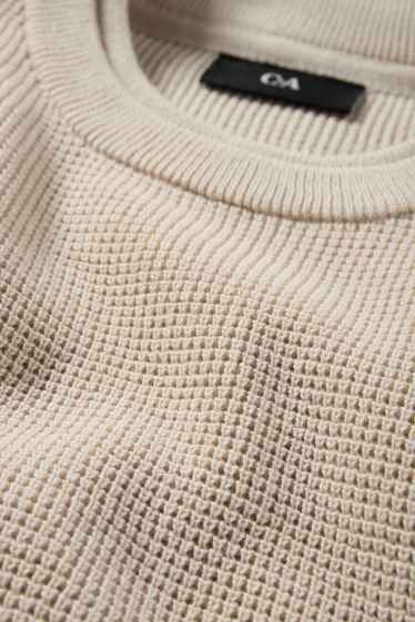 Men - Jumper - textured - light beige