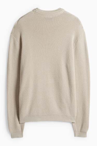 Men - Jumper - textured - light beige