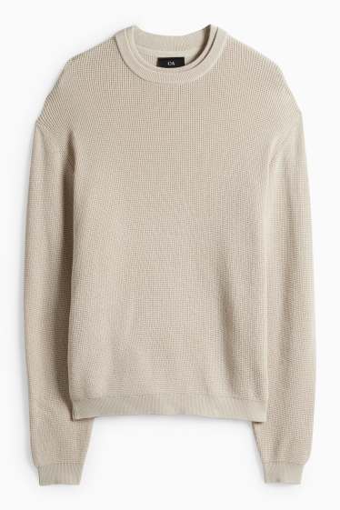 Men - Jumper - textured - light beige