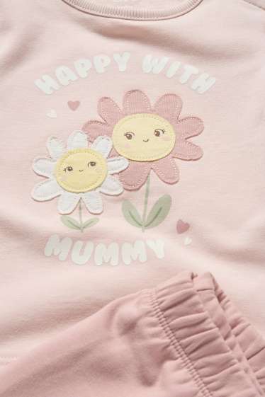 Bebeluși - fete - Floricele - pijama bebeluși - 2 piese - roz