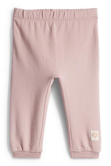 Bebeluși - fete - Floricele - pijama bebeluși - 2 piese - roz