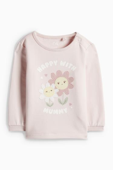 Bebeluși - fete - Floricele - pijama bebeluși - 2 piese - roz