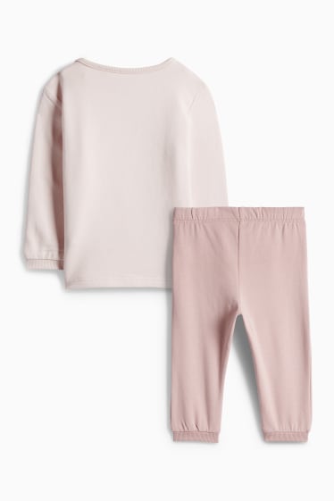 Bebeluși - fete - Floricele - pijama bebeluși - 2 piese - roz