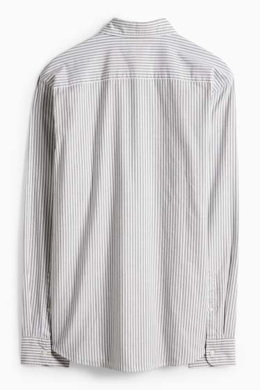 Pánské - Košile - regular fit - button-down - pruhovaná - zelená / krémově bílá