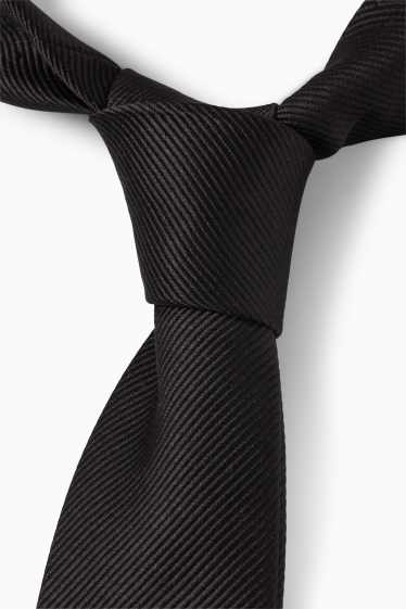 Children Boys - Tie - ribbed - black