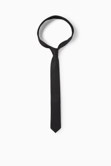 Children Boys - Tie - ribbed - black