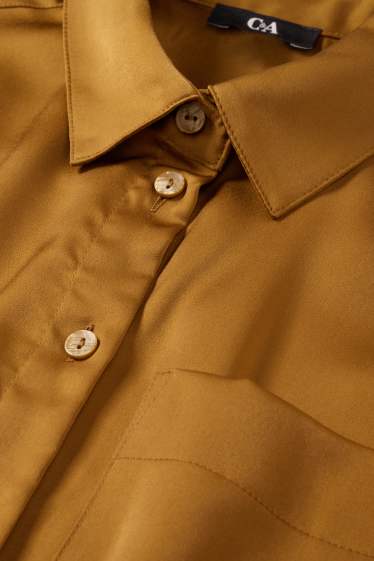 Damen - Satin-Bluse - senfgelb