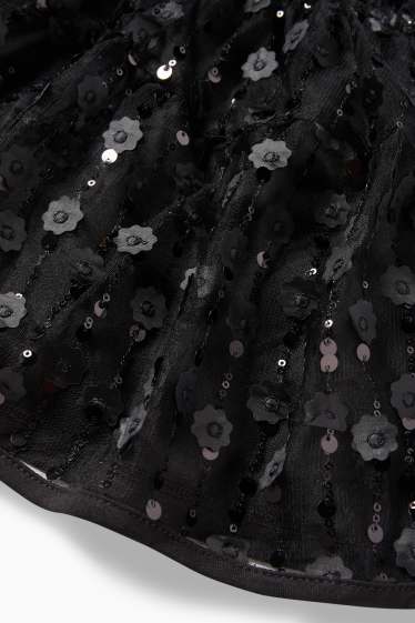 Enfants filles - Fleur - ensemble - robe et collants - 2 pièces - noir