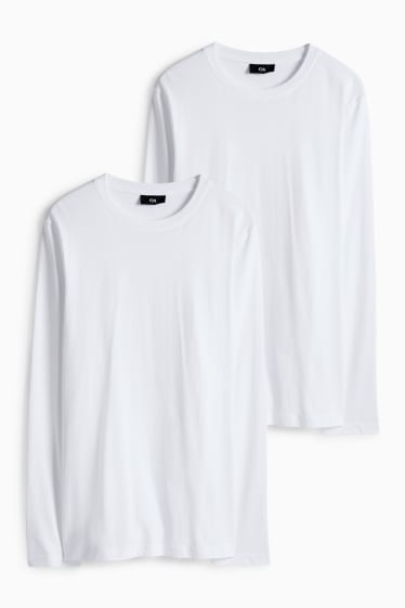 Herren - Multipack 2er - Langarmshirt - Regular Fit - weiss
