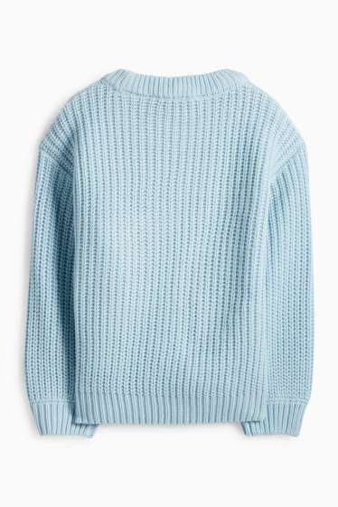 Děti - dívky - Motýli - svetr - žebrovaný - světle modrá