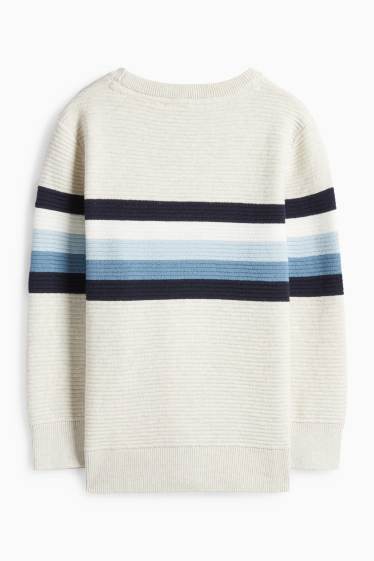 Children Boys - Jumper - ribbed - striped - cremewhite