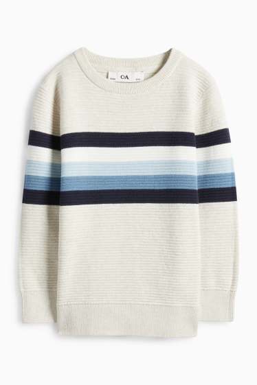 Children Boys - Jumper - ribbed - striped - cremewhite