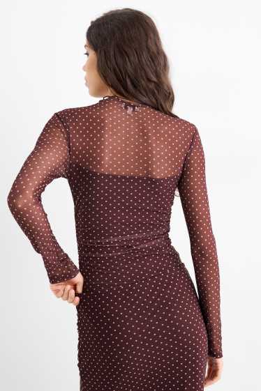 Donna - Body - in rete - a pois - rosso scuro