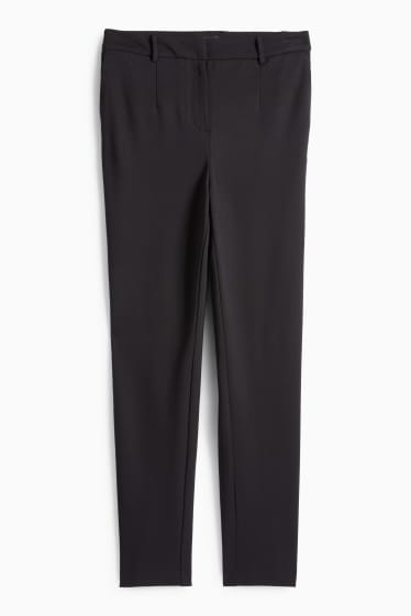 Femei - Pantaloni din jerseu - talie înaltă - tapered fit - negru