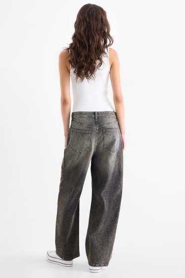 Women - Balloon jeans - mid-rise waist - denim-dark gray