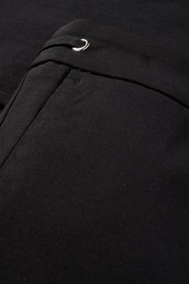 Dámské - Plátěné kalhoty - mid waist - tapered fit - černá