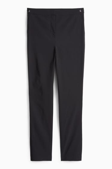 Dámské - Plátěné kalhoty - mid waist - tapered fit - černá